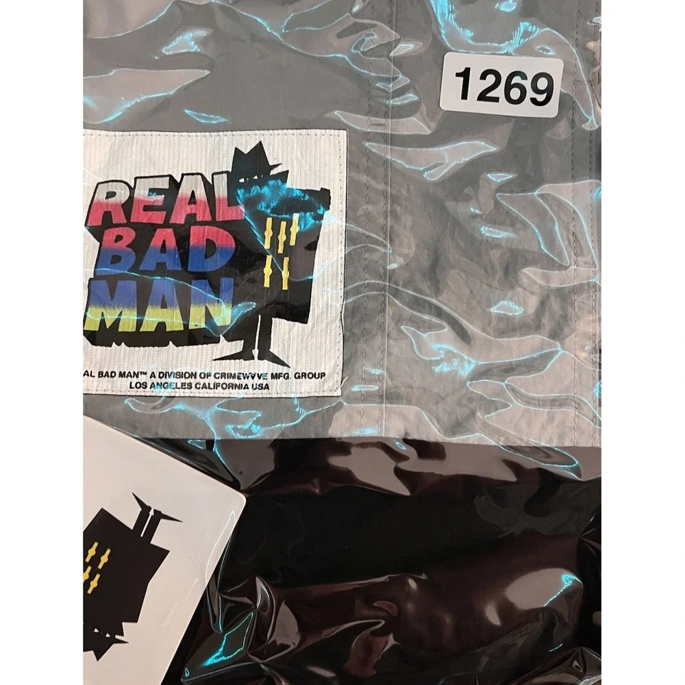 Real Bad Man, Club Shorts Gray Men's Large, Swim Trunks, Mesh Lined, Pockets‎ LA